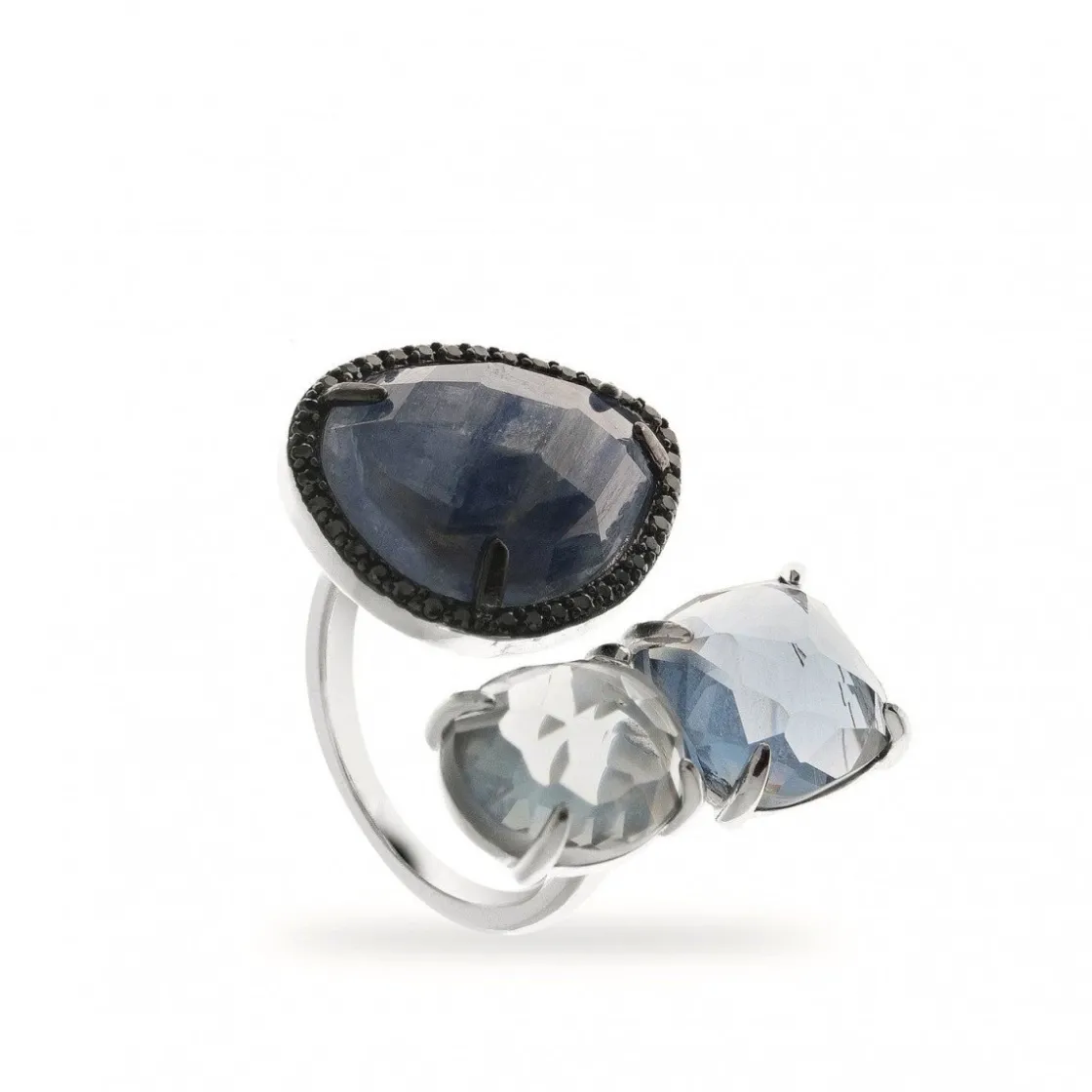 Anillos Con Piedras | LINEARGENT Anillos con piedras diseño abierto en tonos azules