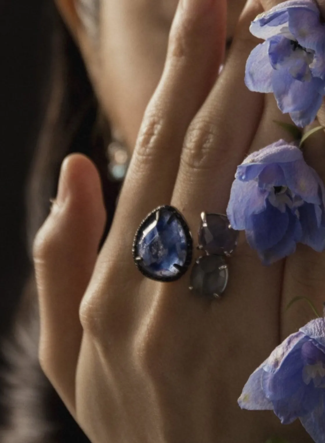 Anillos Con Piedras | LINEARGENT Anillos con piedras diseño abierto en tonos azules