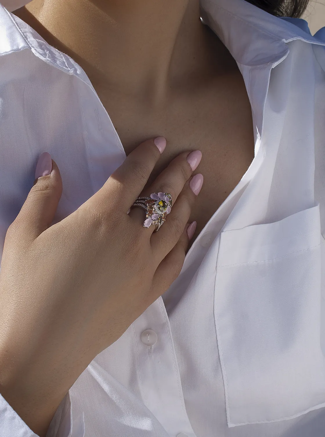 Anillos Con Piedras | Anillos Grandes | LINEARGENT Anillos con piedras diseño barroco en tonos suaves