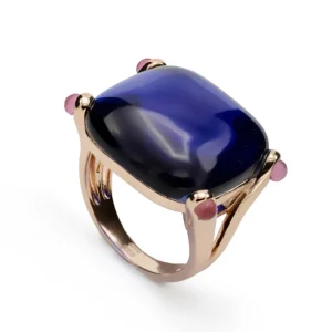 Anillos Con Piedras | Anillos Grandes | LINEARGENT Anillos con piedras diseño cabouchón tono azul