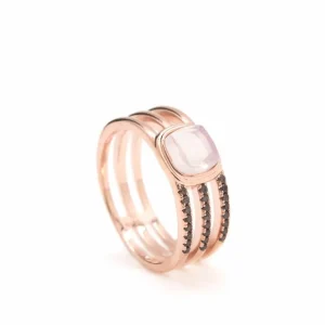Anillos Con Piedras | Anillos Anchos | LINEARGENT Anillos con piedras diseño cuarzo adamantino y circonitas