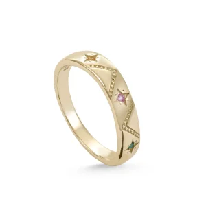 Anillos Dorados | Anillos Con Piedras | LINEARGENT Anillos con piedras diseño de estrellas multicolores
