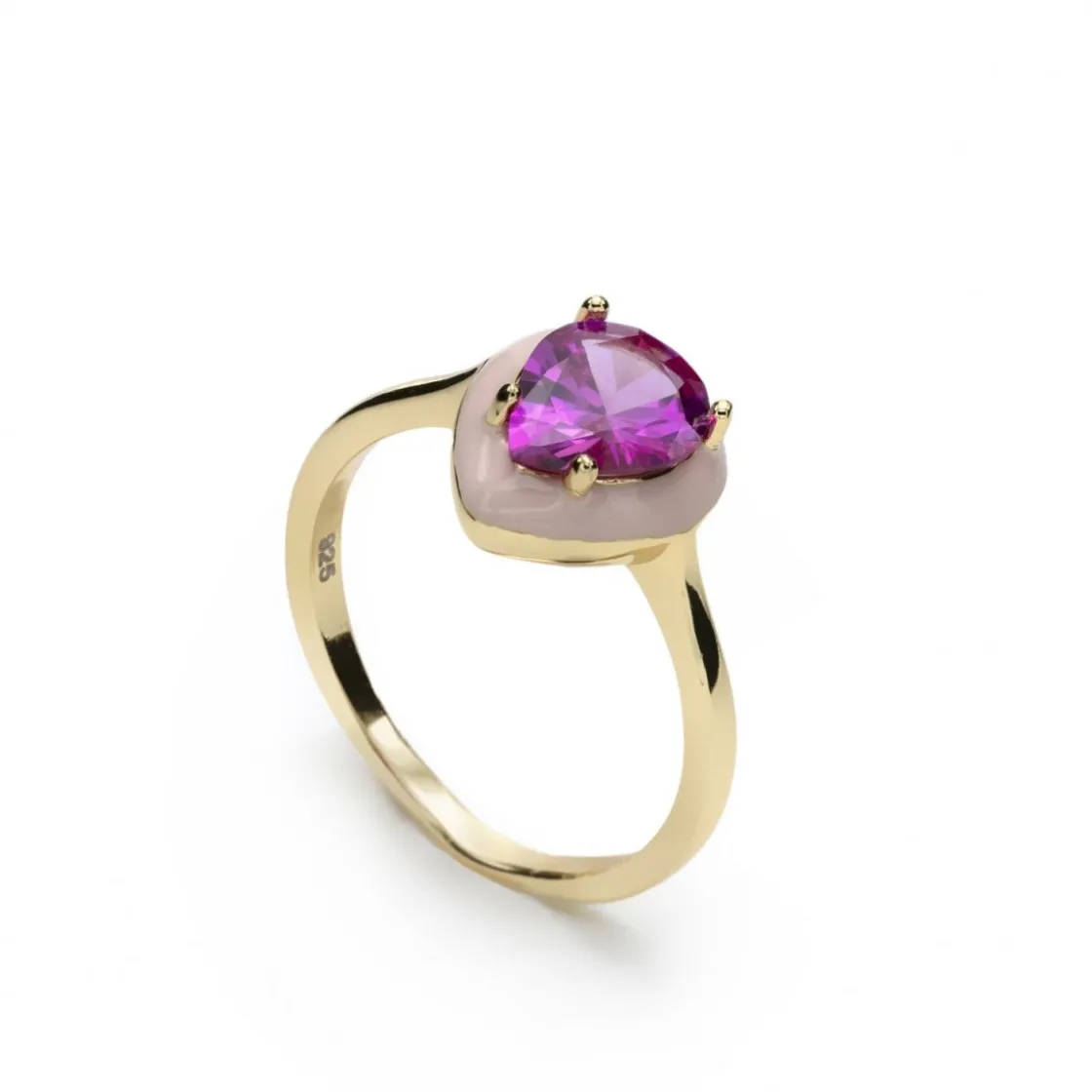 Anillos Con Piedras | LINEARGENT Anillos con piedras diseño de gota con esmalte rosa