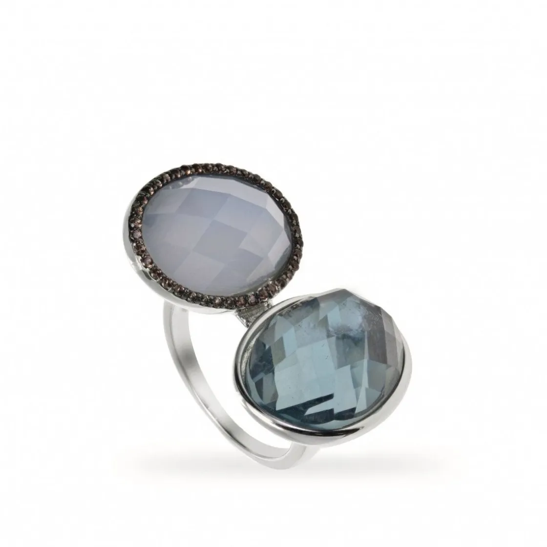 Anillos Con Piedras | Anillos Grandes | LINEARGENT Anillos con piedras diseño dividido en tonos fríos