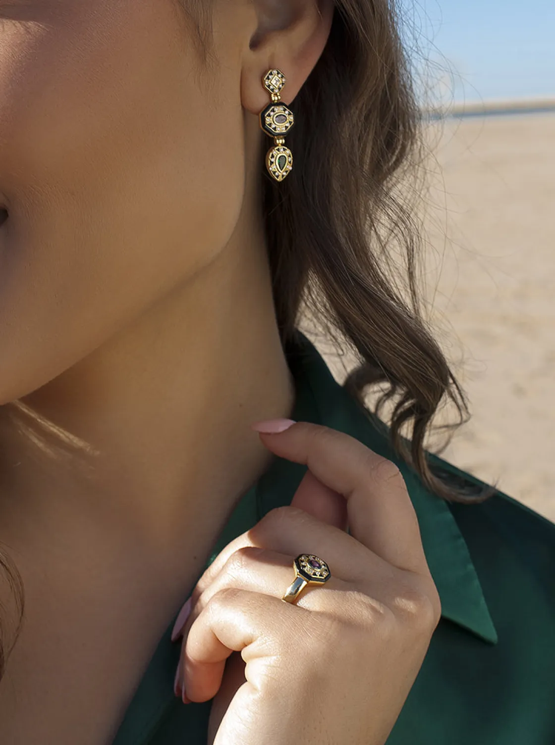 Anillo Sello | LINEARGENT Anillos con piedras diseño geométrico estilo étnico
