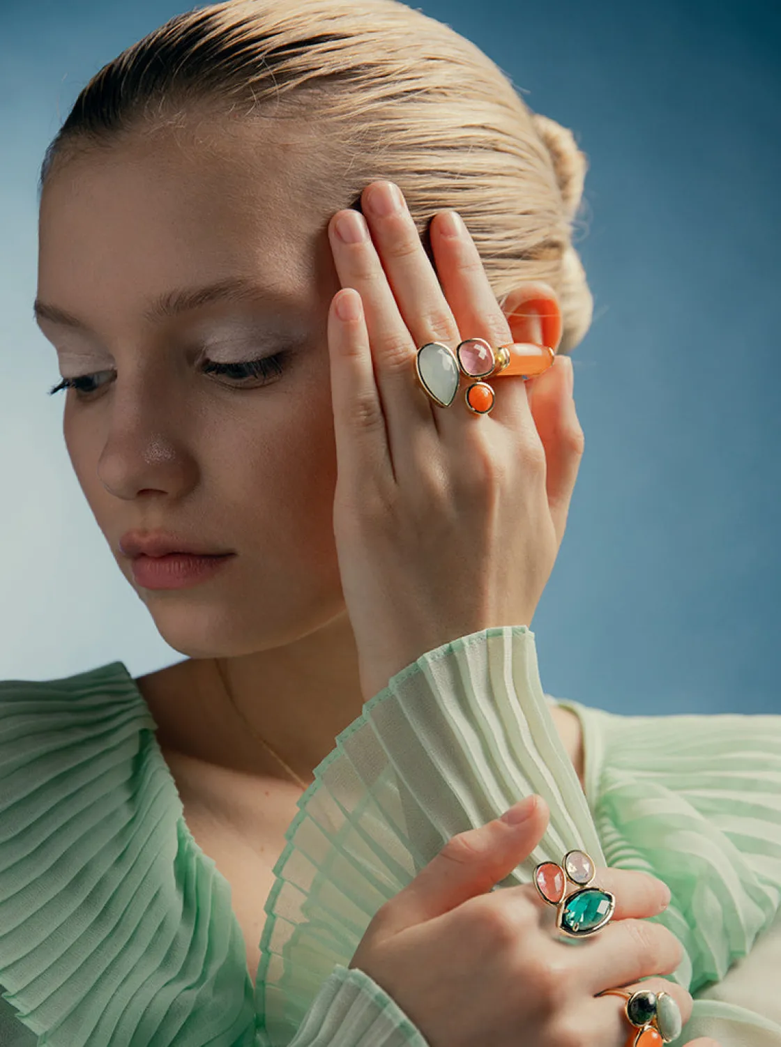 Anillos Con Piedras | Anillos Grandes | LINEARGENT Anillos con piedras diseño lágrima cuarzo rosa