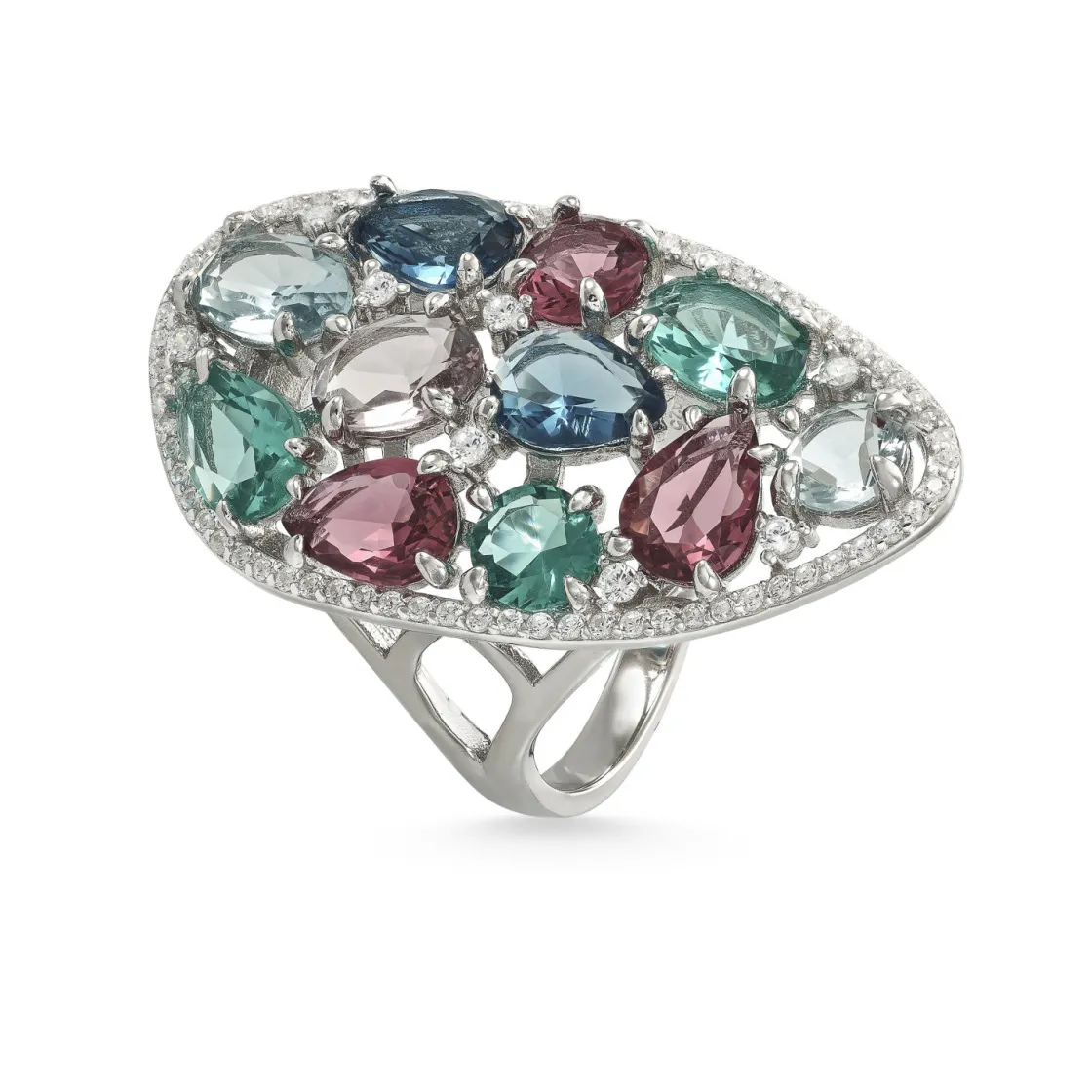 Anillos Con Piedras | Anillos Grandes | LINEARGENT Anillos con piedras diseño mosaico en tonos verdes