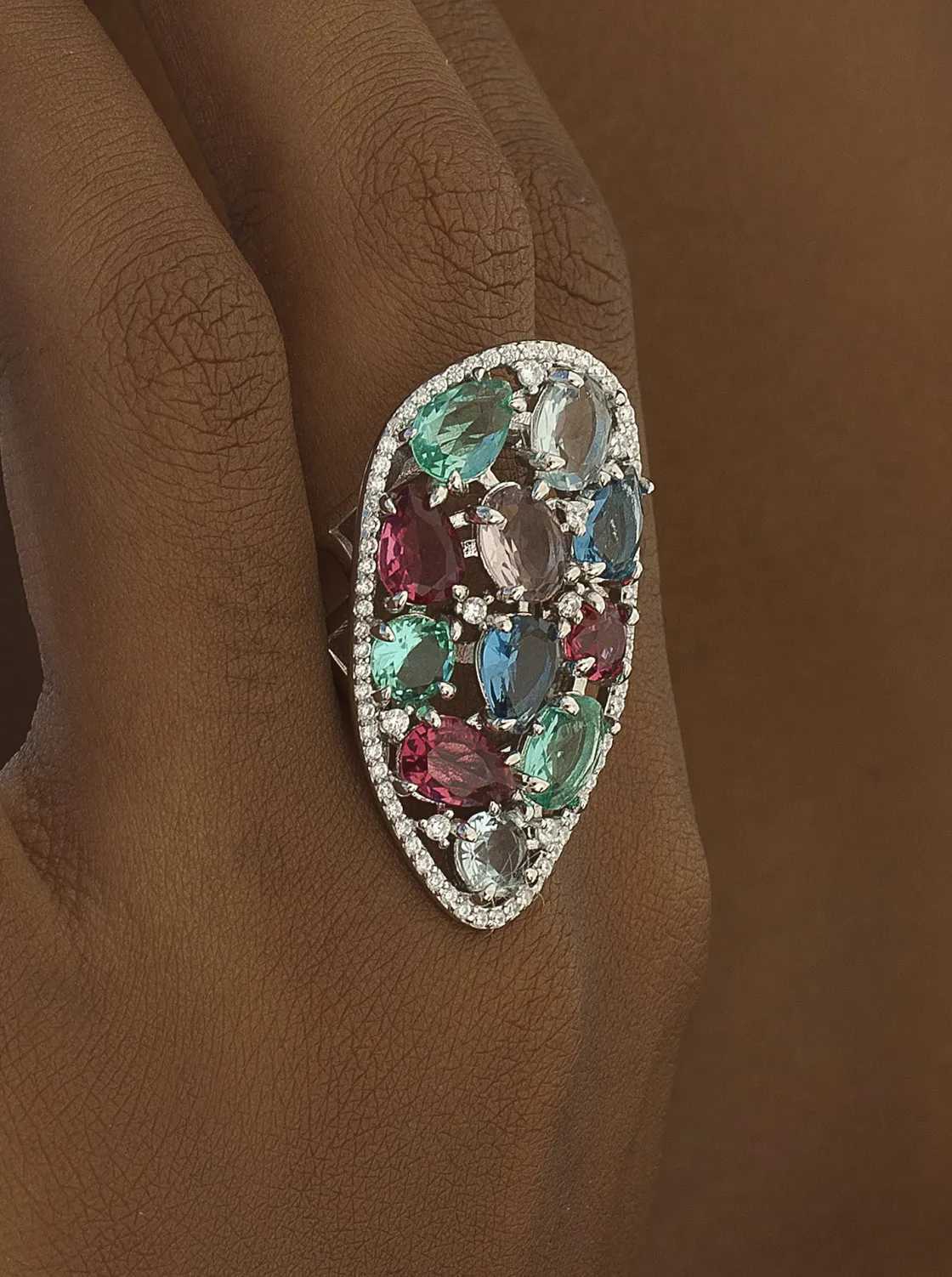 Anillos Con Piedras | Anillos Grandes | LINEARGENT Anillos con piedras diseño mosaico en tonos verdes