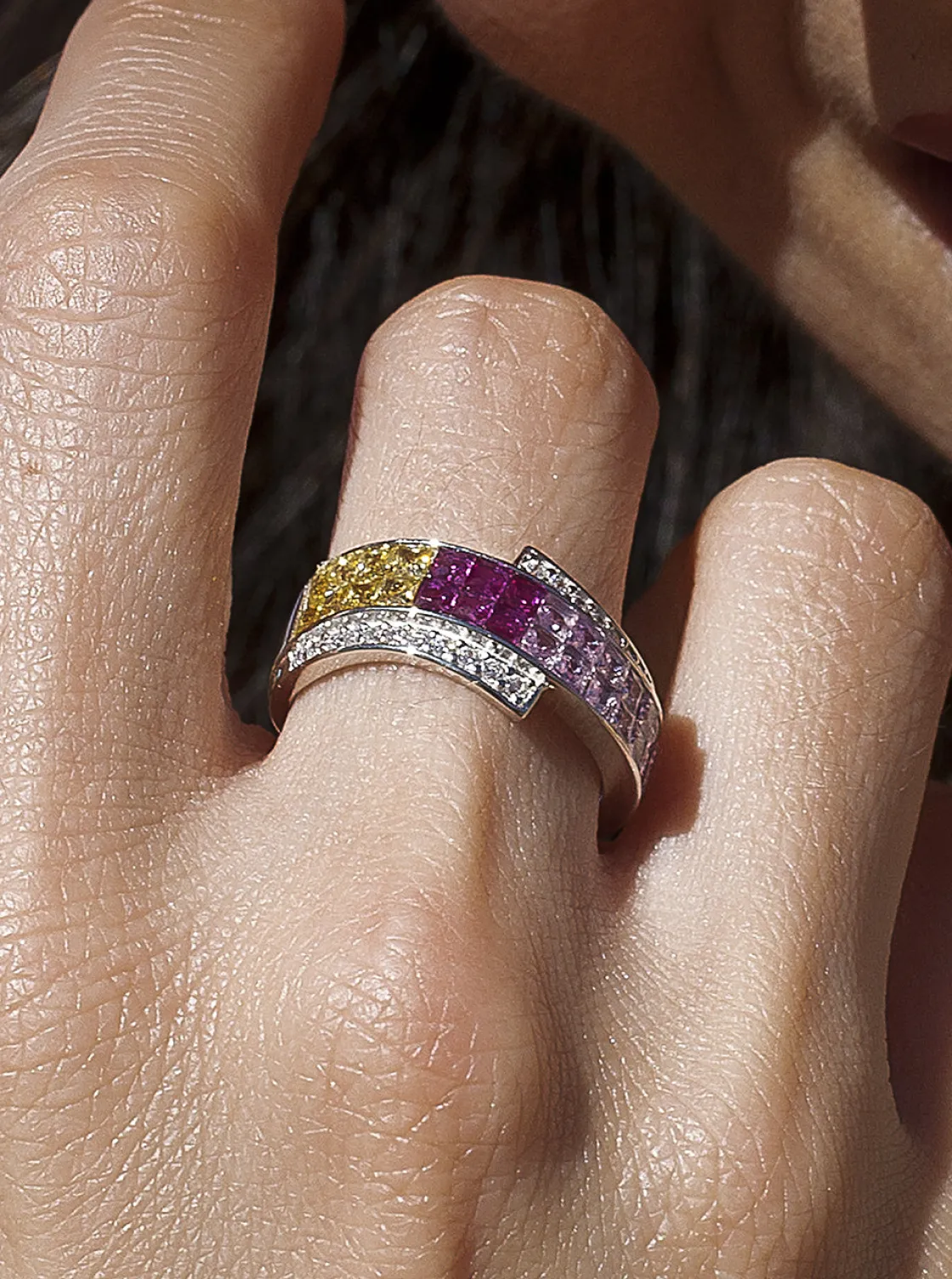Anillos Con Piedras | LINEARGENT Anillos con piedras doble raíl tonos rosados