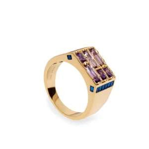 Anillos Dorados | Anillos Con Piedras | LINEARGENT Anillos con piedras en tono amatista y zafiro