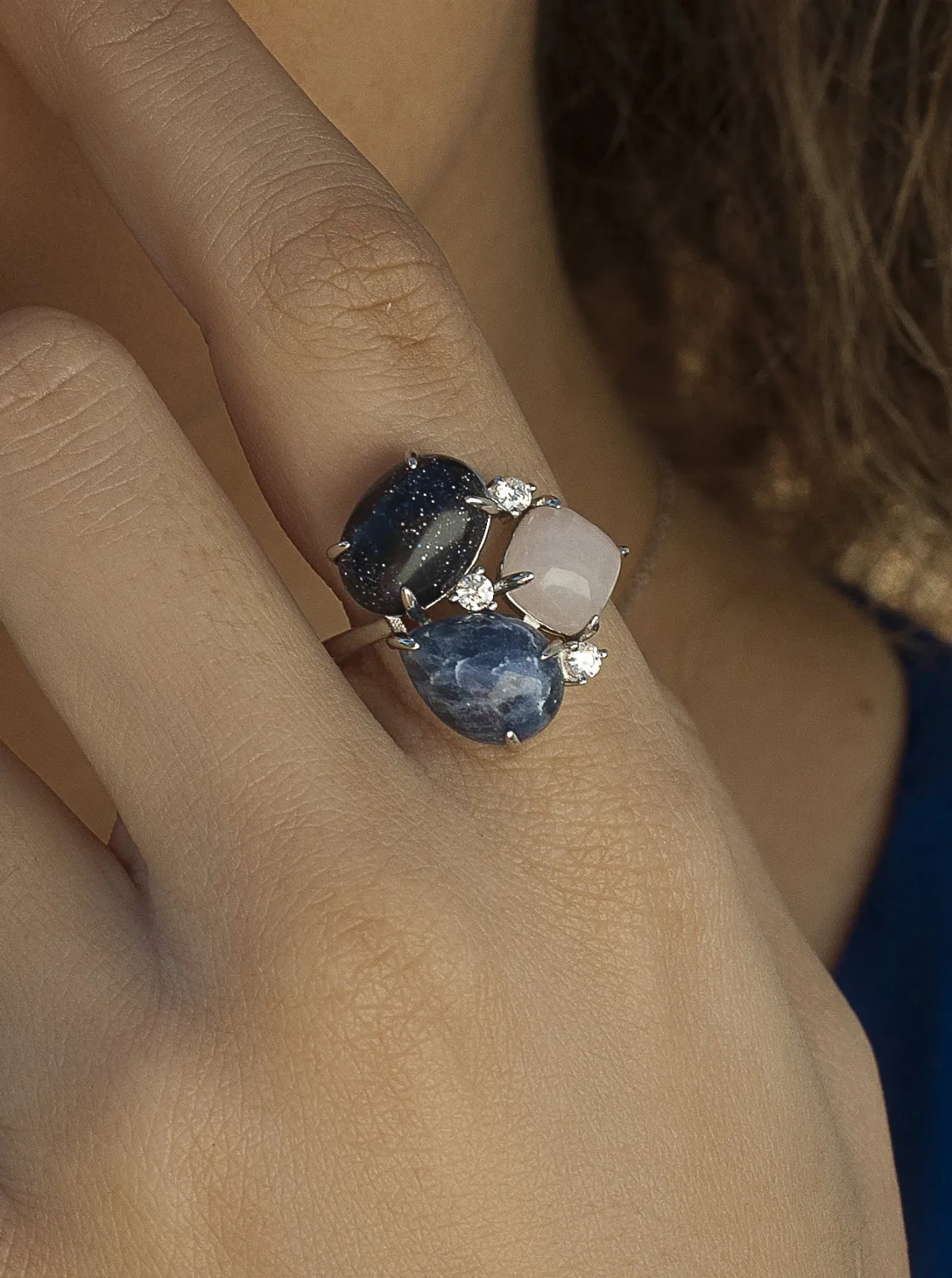Anillos Con Piedras | LINEARGENT Anillos con piedras en tonos azules con circonitas