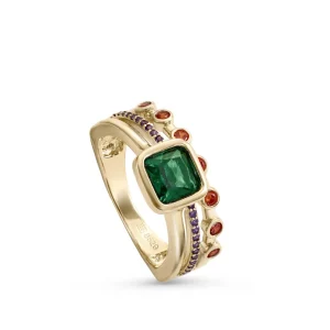 Anillos Dorados | Anillos Con Piedras | LINEARGENT Anillos con piedras motivo central cuadrado con circonitas
