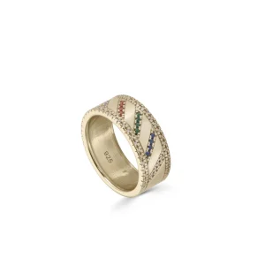 Anillos Dorados | Anillos Con Piedras | LINEARGENT Anillos con piedras multicolor de plata en dorado
