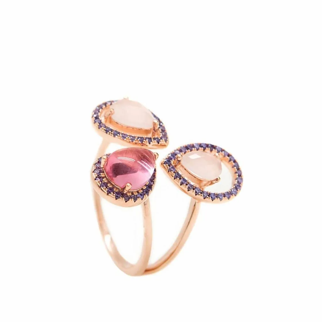 Anillos Con Piedras | LINEARGENT Anillos con piedras plata asimétrico en rosa