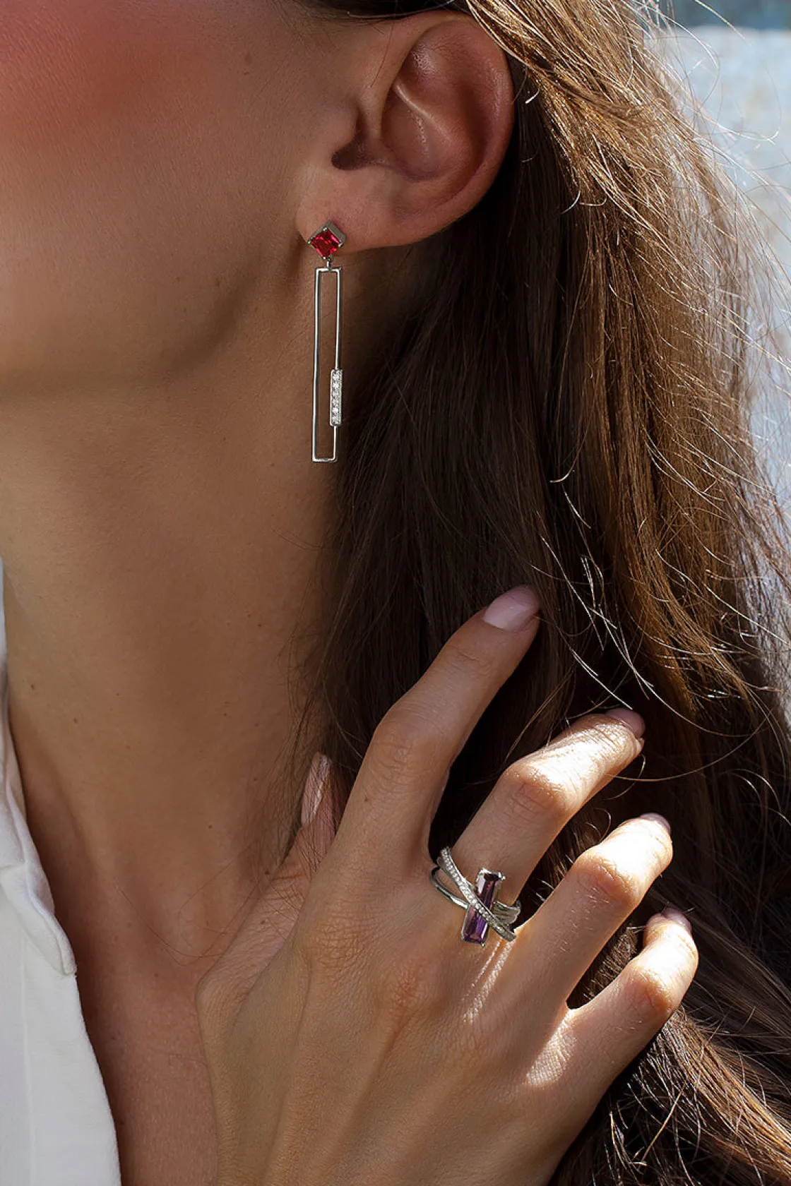 Anillos Con Piedras | LINEARGENT Anillos con piedras talla esmerlada tono lavanda