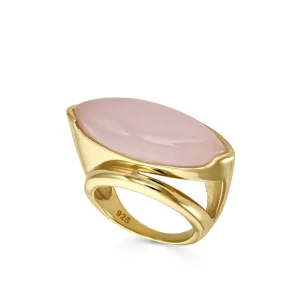 Anillos Dorados | Anillos Con Piedras | LINEARGENT Anillos con piedras tono cuarzo rosa de plata dorada
