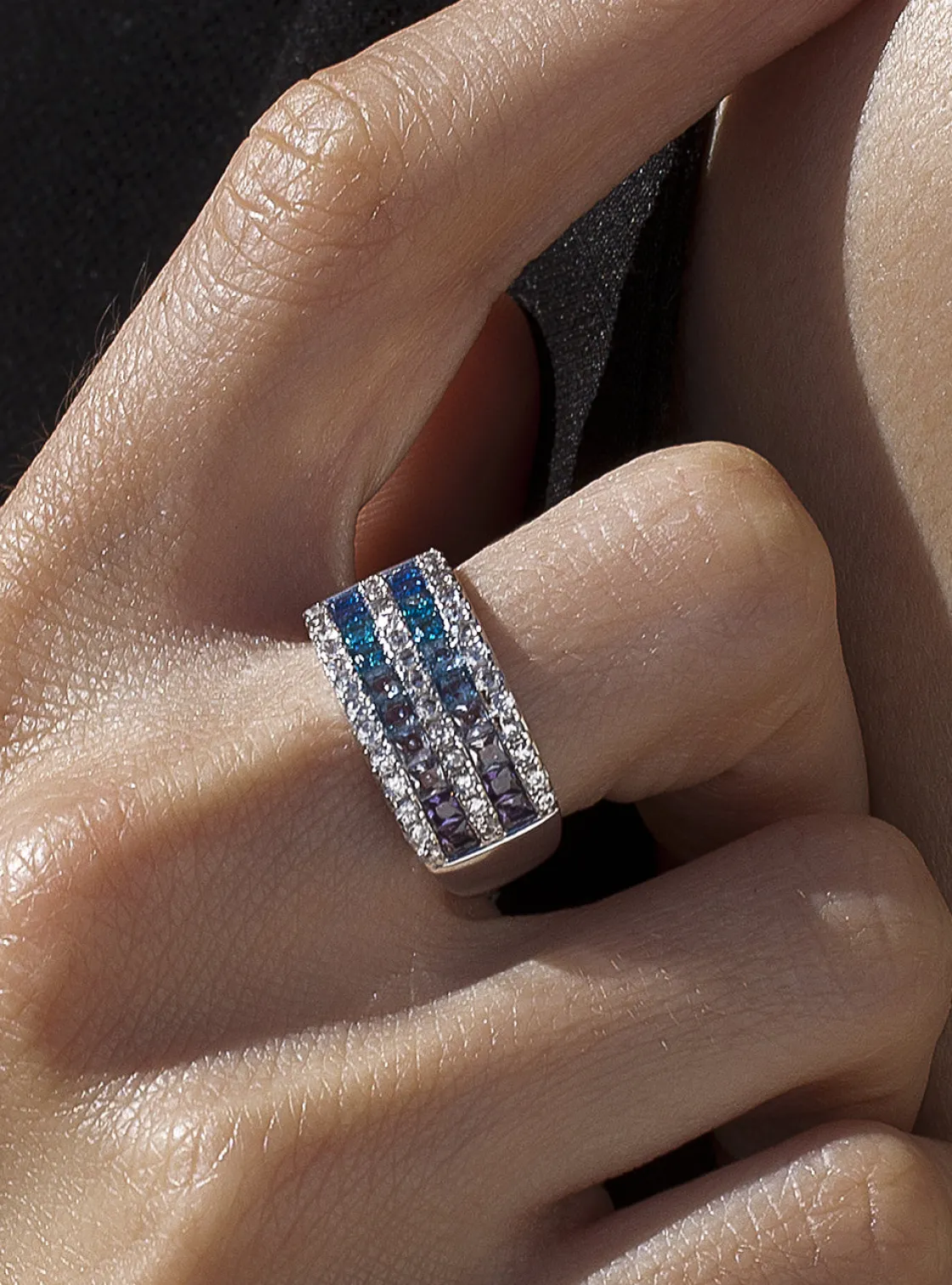 Anillos Con Piedras | LINEARGENT Anillos con piedras tonos azules y circonitas