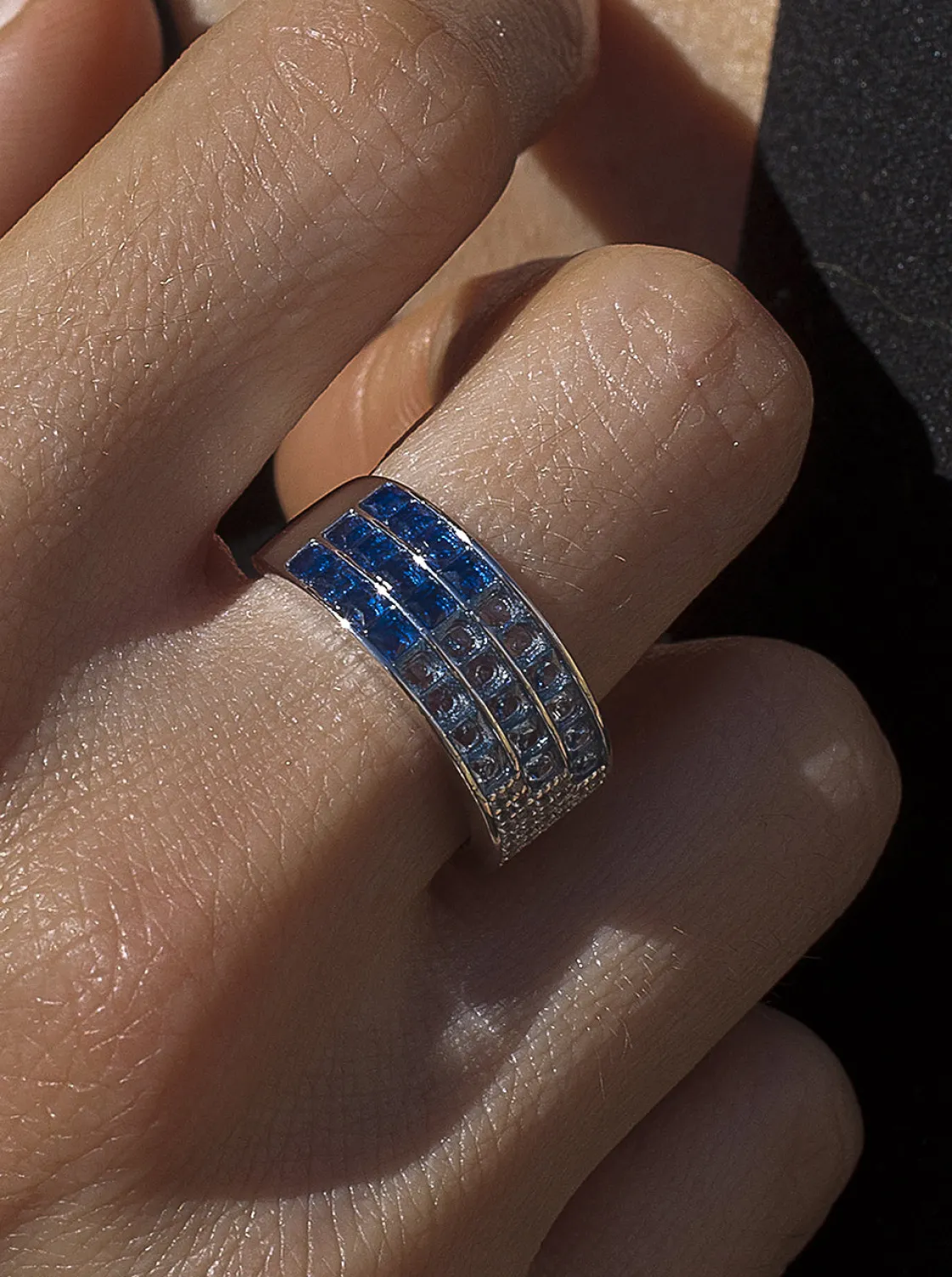 Anillos Con Piedras | LINEARGENT Anillos con piedras triple raíl tonos azules