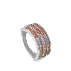 Anillos Con Piedras | Anillos Grandes | LINEARGENT Anillos con piedras triple raíl tonos cálidos