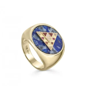 Anillos Con Piedras | Anillos Grandes | LINEARGENT Anillos con piedras y malachite diseño motivo de pirámide con circonitas