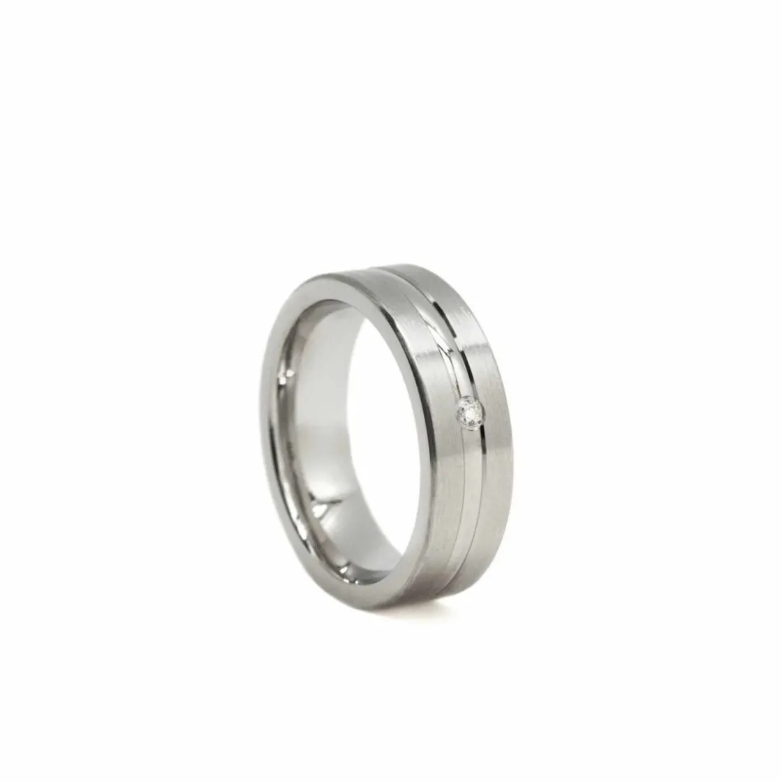 Anillos De Compromiso | LINEARGENT Anillos de compromiso diseño grueso carril central con circonita