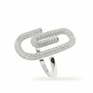 Anillos De Diseño | LINEARGENT Anillos de diseño con circonitas y motivo de clip