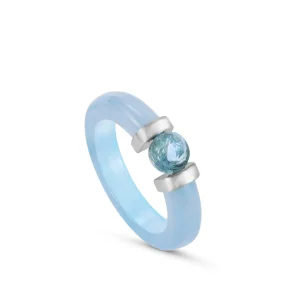 Anillos De Diseño | LINEARGENT Anillos de diseño con detalle central de gema azul