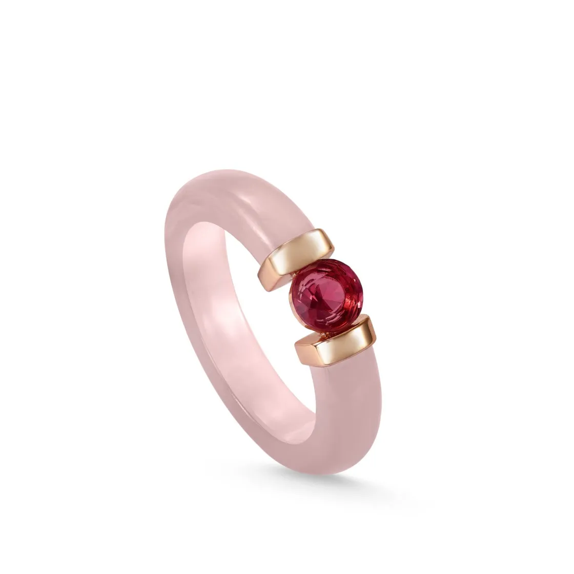 Anillos De Diseño | LINEARGENT Anillos de diseño con detalle central de gema fucsia