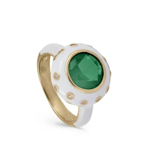 Anillos De Diseño | LINEARGENT Anillos de diseño con esmalte blanco y cuarzo adamantino