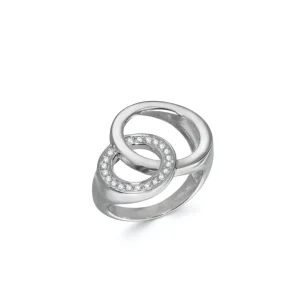 Anillos De Diseño | Anillos Grandes | LINEARGENT Anillos de diseño de plata con dos círculos entrelazados