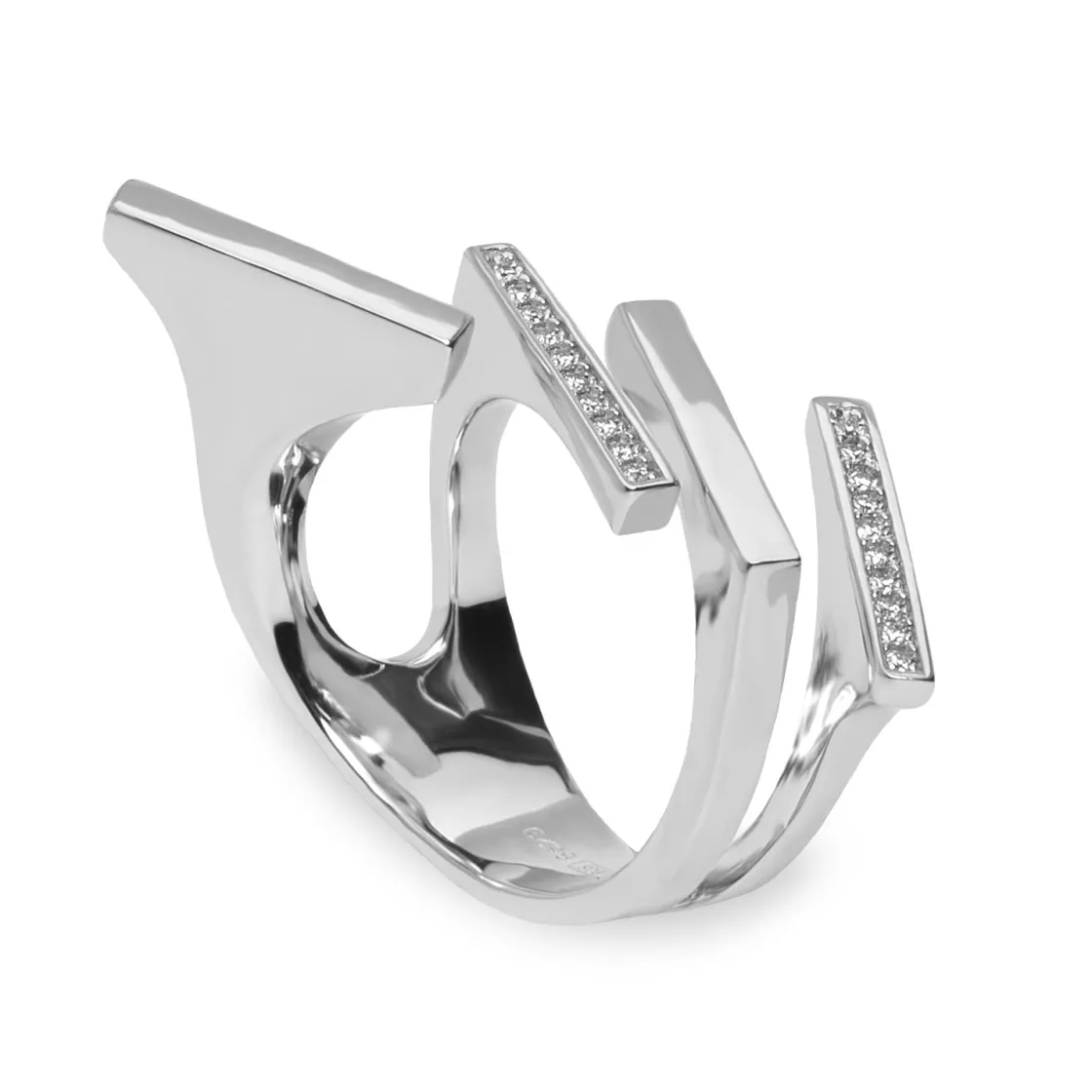 Anillos De Diseño | Anillos Grandes | LINEARGENT Anillos de diseño de plata escalonado con circonitas
