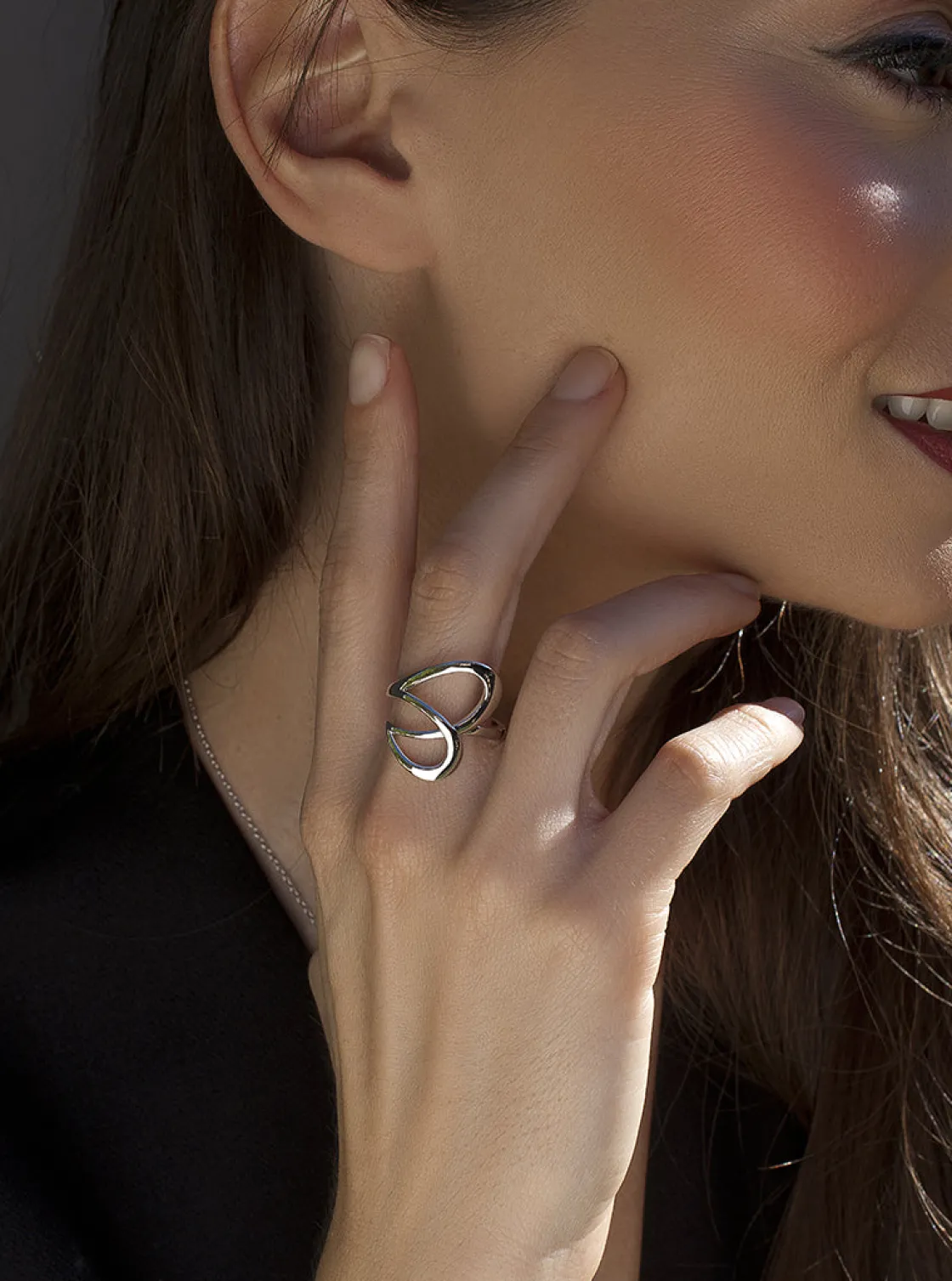 Anillos De Diseño | LINEARGENT Anillos de diseño de plata lisa diseño garabato