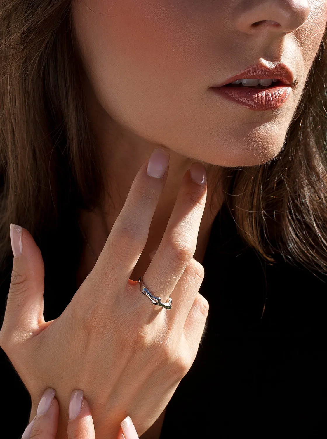 Anillos De Diseño | LINEARGENT Anillos de diseño de plata lisa diseño líquido