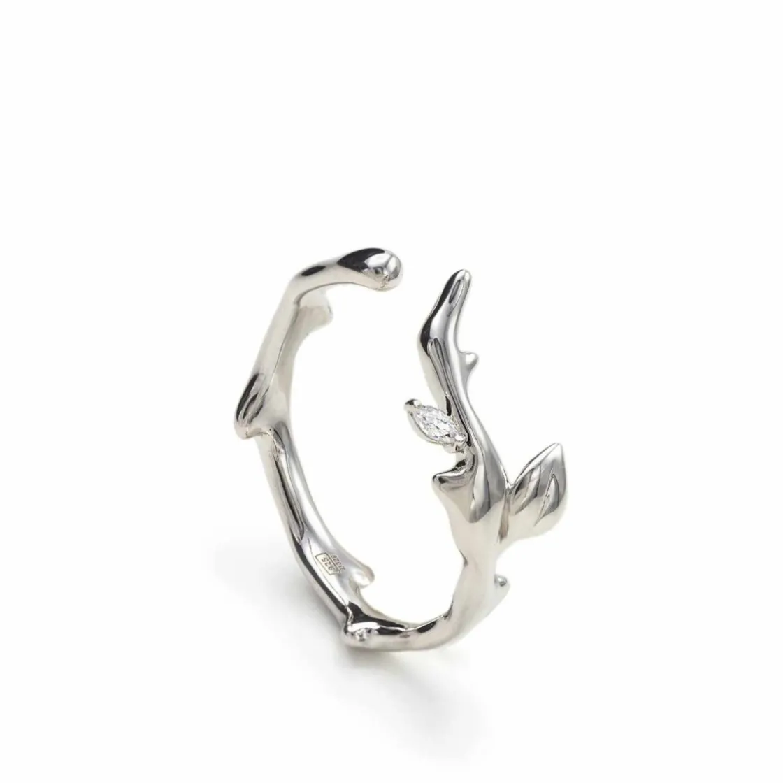 Anillos Pequeños | Anillos De Diseño | LINEARGENT Anillos de diseño de plata rama con circonita