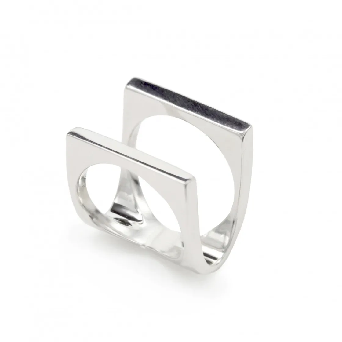 Anillos De Diseño | Anillos Grandes | LINEARGENT Anillos de diseño doble cuadrado y liso