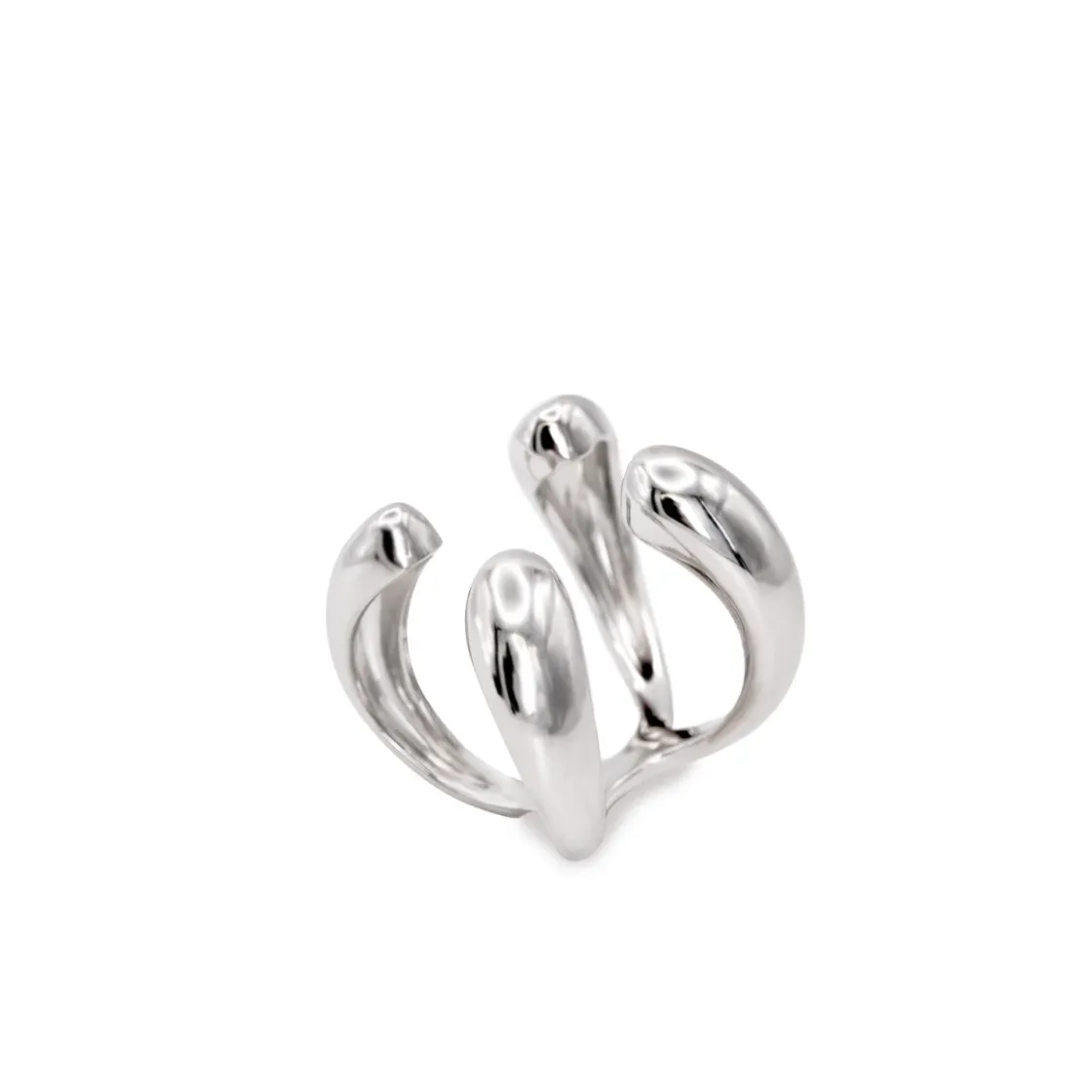 Anillos De Diseño | Anillos Anchos | LINEARGENT Anillos de diseño estilo líquido con cuatro garras