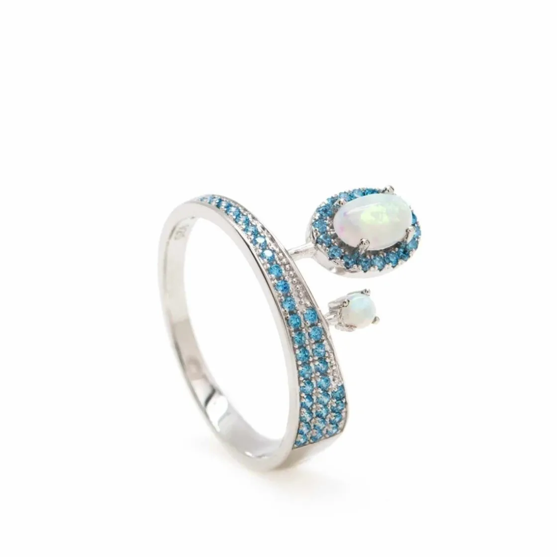 Anillos Con Piedras | LINEARGENT Anillos de diseño irregular con gemas y circonitas azules