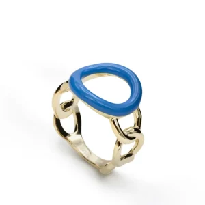 Anillos De Diseño | LINEARGENT Anillos de diseño motivo curvilíneo con esmalte azul