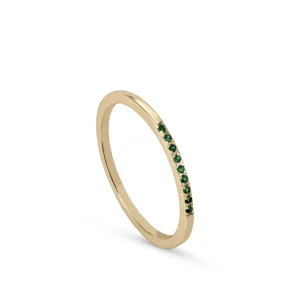 Anillos Pequeños | Anillos Finos | LINEARGENT Anillos finos bañados en oro con circonitas en tono verde