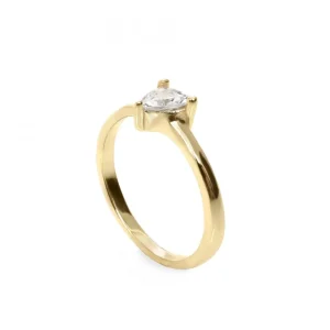 Anillos Dorados | Anillos Pequeños | LINEARGENT Anillos finos con cuarzo adamantino talla pera