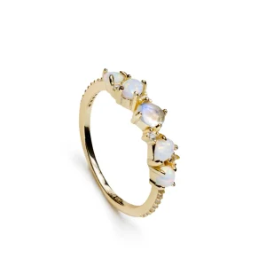 Anillos Dorados | Anillos Pequeños | LINEARGENT Anillos finos de plata bañada en oro diseño opalos y circonitas