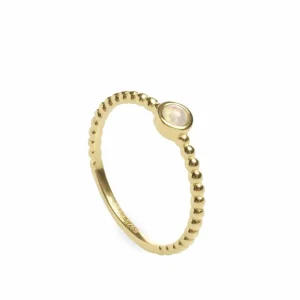 Anillos Dorados | Anillos Pequeños | LINEARGENT Anillos finos de plata bañada en oro motivo circular ópalo