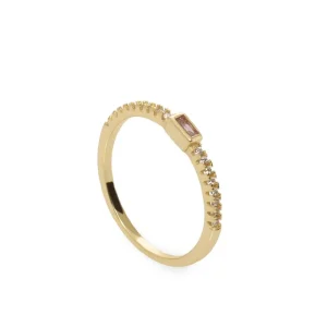 Anillos Pequeños | Anillos Finos | LINEARGENT Anillos finos de plata con circonita talla esmeralda rosa