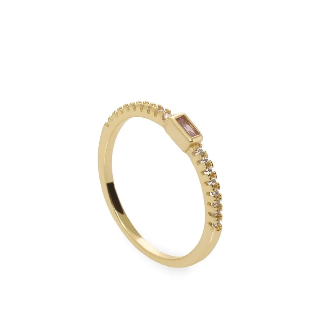 Anillos Pequeños | Anillos Finos | LINEARGENT Anillos finos de plata con circonita talla esmeralda rosa