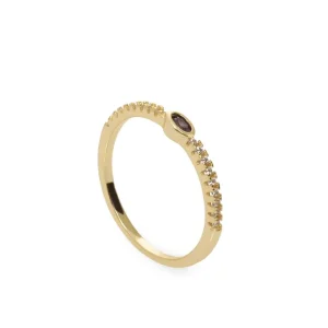 Anillos Dorados | Anillos Pequeños | LINEARGENT Anillos finos de plata con circonita talla redonda lila
