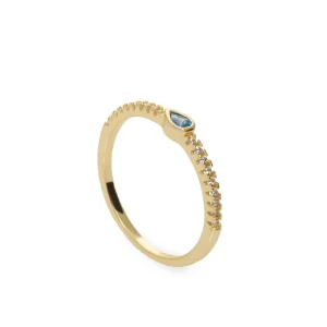Anillos Pequeños | Anillos Finos | LINEARGENT Anillos finos de plata con lágrima azul y circonita