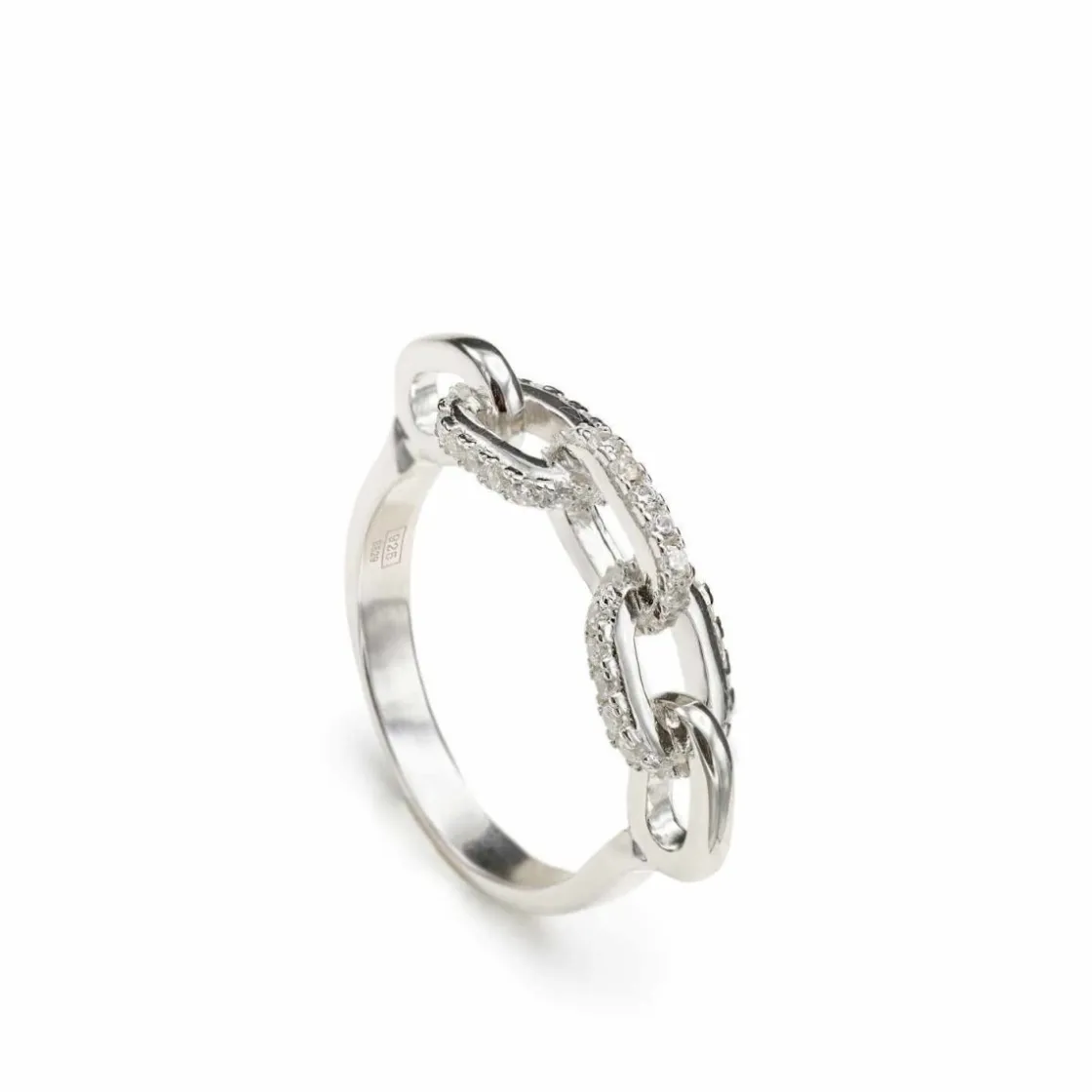 Anillos Finos | LINEARGENT Anillos finos de plata diseño de cadena y circonitas