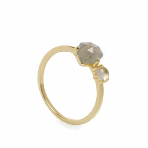 Anillos Pequeños | Anillos Finos | LINEARGENT Anillos finos de plata diseño doble piedra