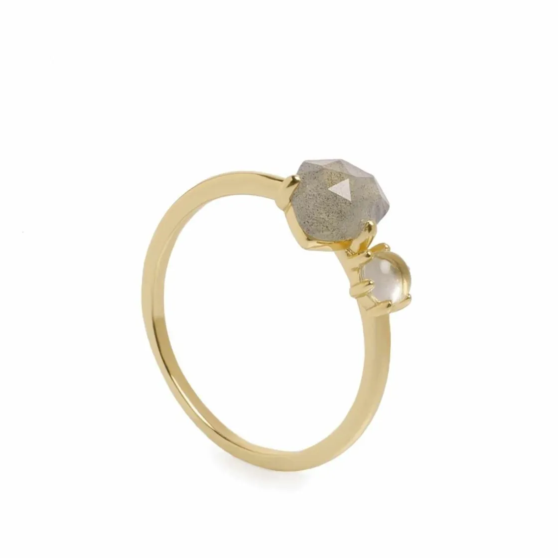 Anillos Pequeños | Anillos Finos | LINEARGENT Anillos finos de plata diseño doble piedra