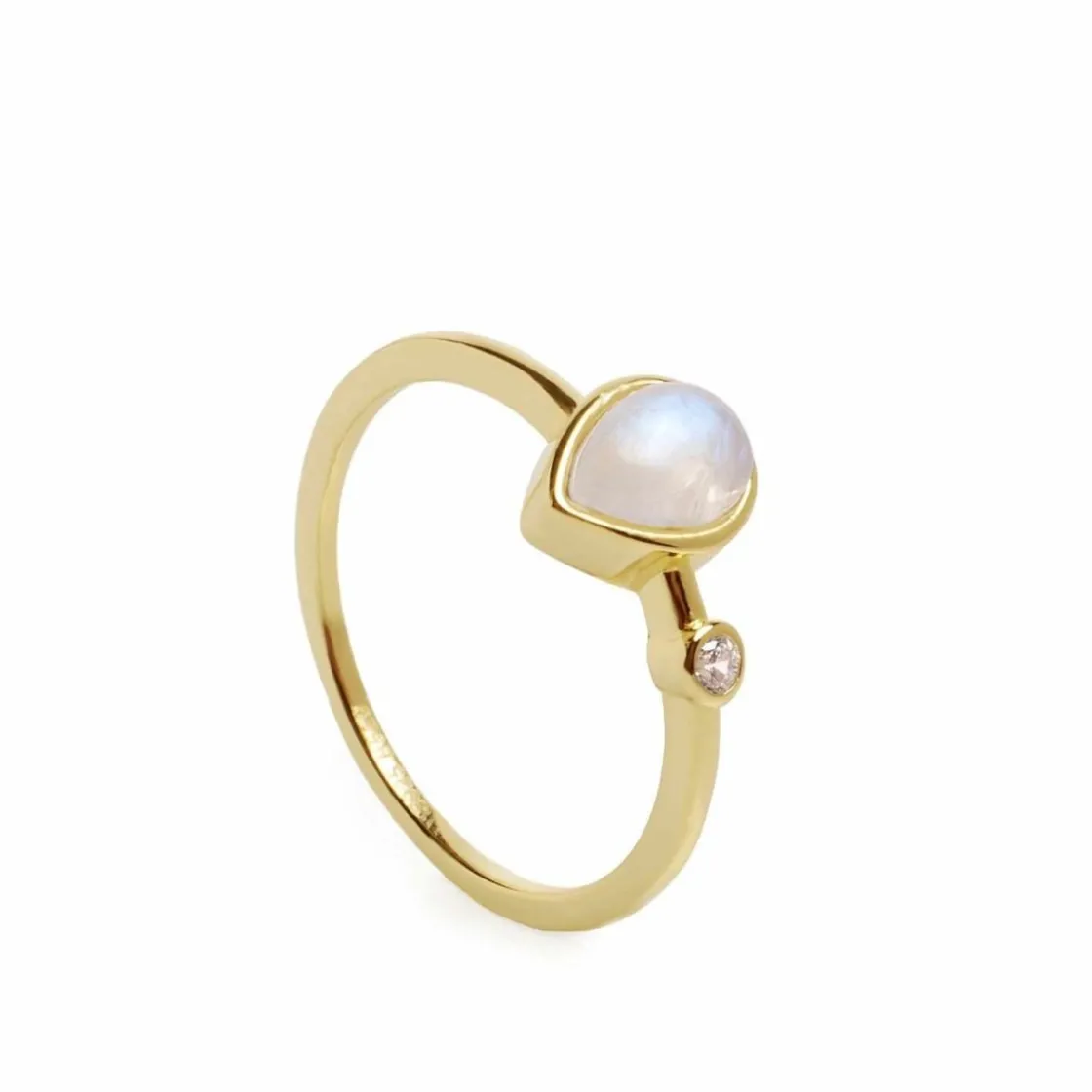 Anillos Dorados | Anillos Pequeños | LINEARGENT Anillos finos de plata motivo lágrima piedra lunar